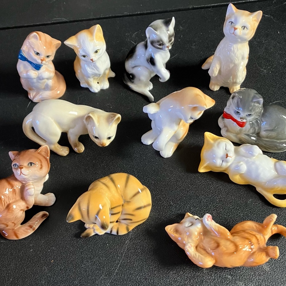 11 Vintage Bone China Miniature Cats of Character Danbury Mint Figurines